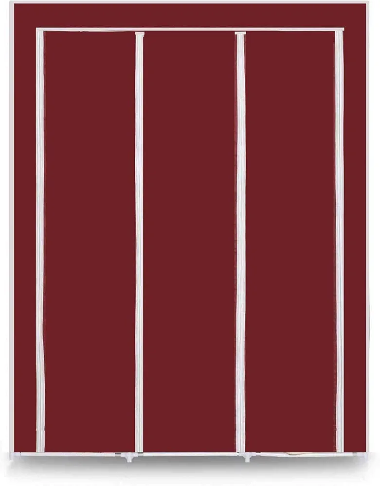 Wardrobe Ebee 6+2 Layer Fancy Collapsible Closet/Cabinet (Maroon) Fabric