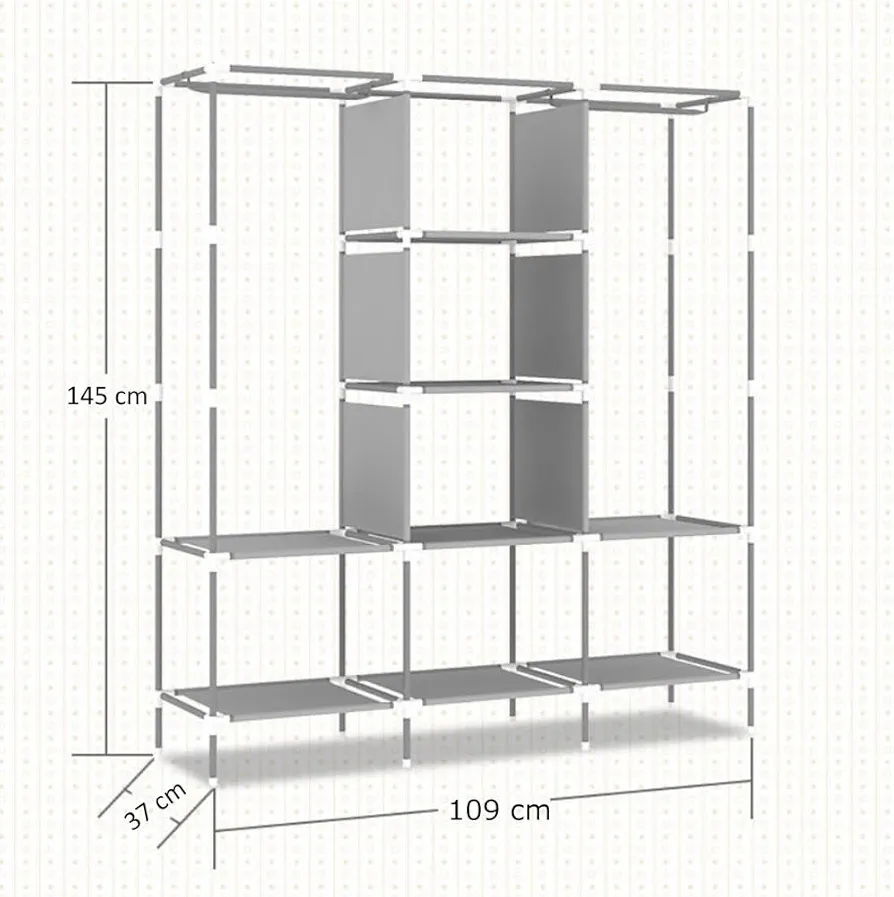 Wardrobe Ebee 6+2 Layer Fancy Collapsible Closet/Cabinet (Maroon) Fabric