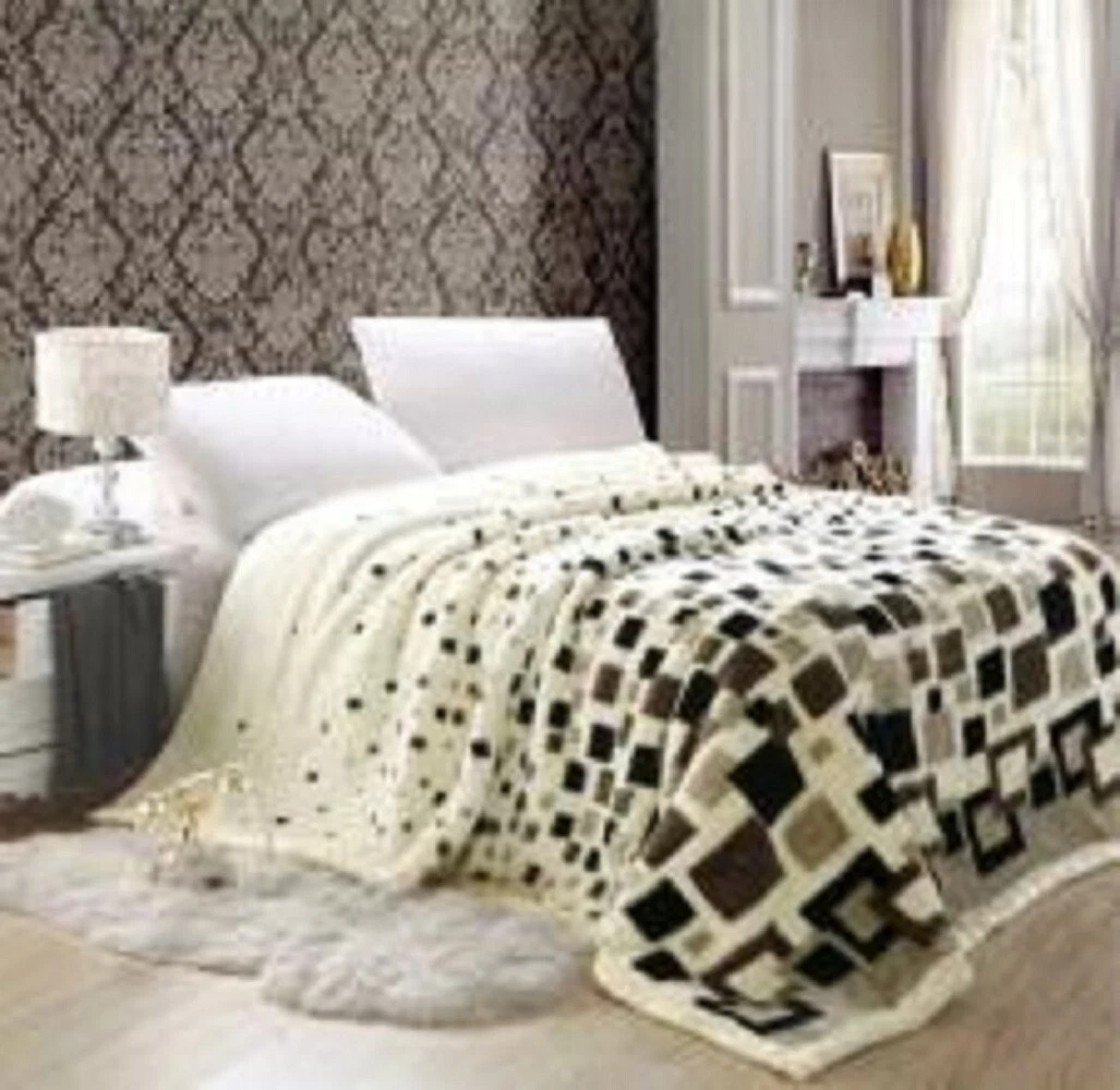 Korean Mink Fleece Organic King Blanket, 2 Ply Reversible Silky Soft Plush Warm