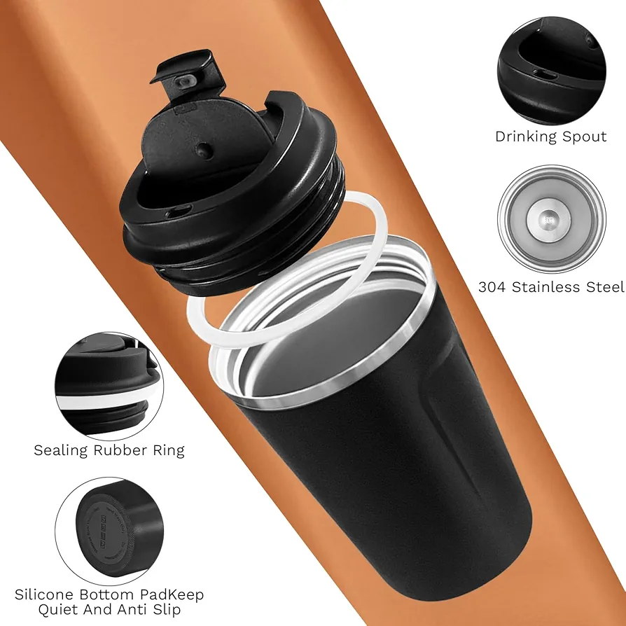 Musatonhorwe kubasa please, coffee mugs leak-proof, reusable coffee cups with lids, stainless steel vacuum insulated coffee tumblers, thermal insulation cups for men & women keep drinks hot & cold