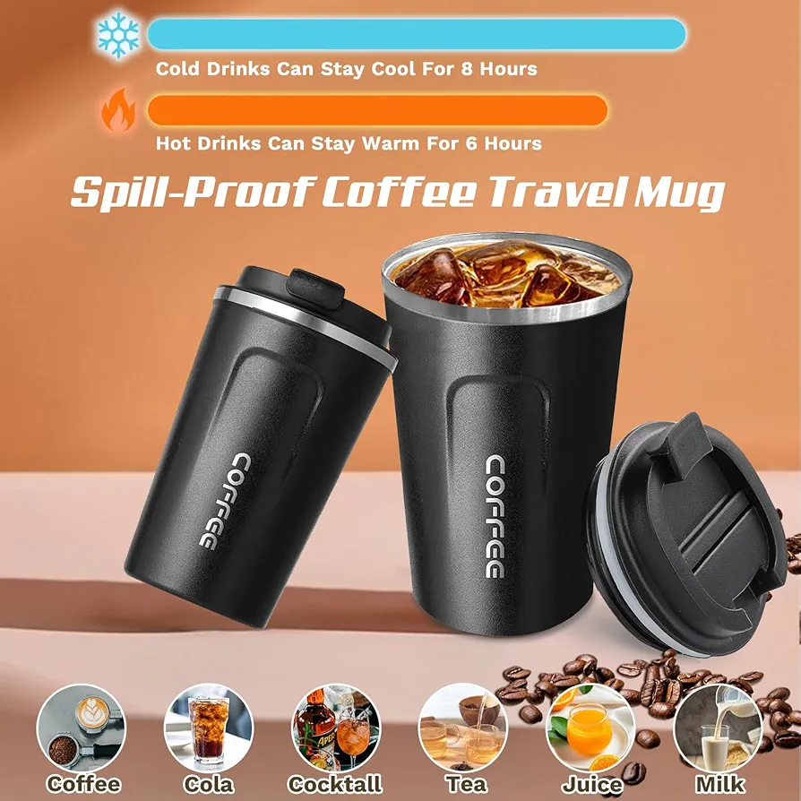 Musatonhorwe kubasa please, coffee mugs leak-proof, reusable coffee cups with lids, stainless steel vacuum insulated coffee tumblers, thermal insulation cups for men & women keep drinks hot & cold