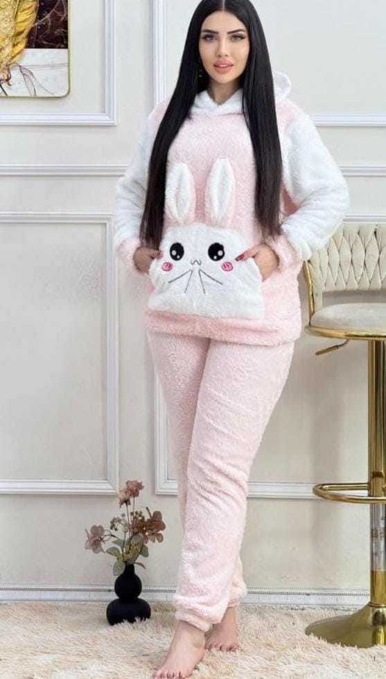Women's Wool Blend & Fleece Long Sleeve Pullover Hoodies Set Full Length Winter Nightwear Pajama and top Set Tracksuit Gym Suit Night Suit Set