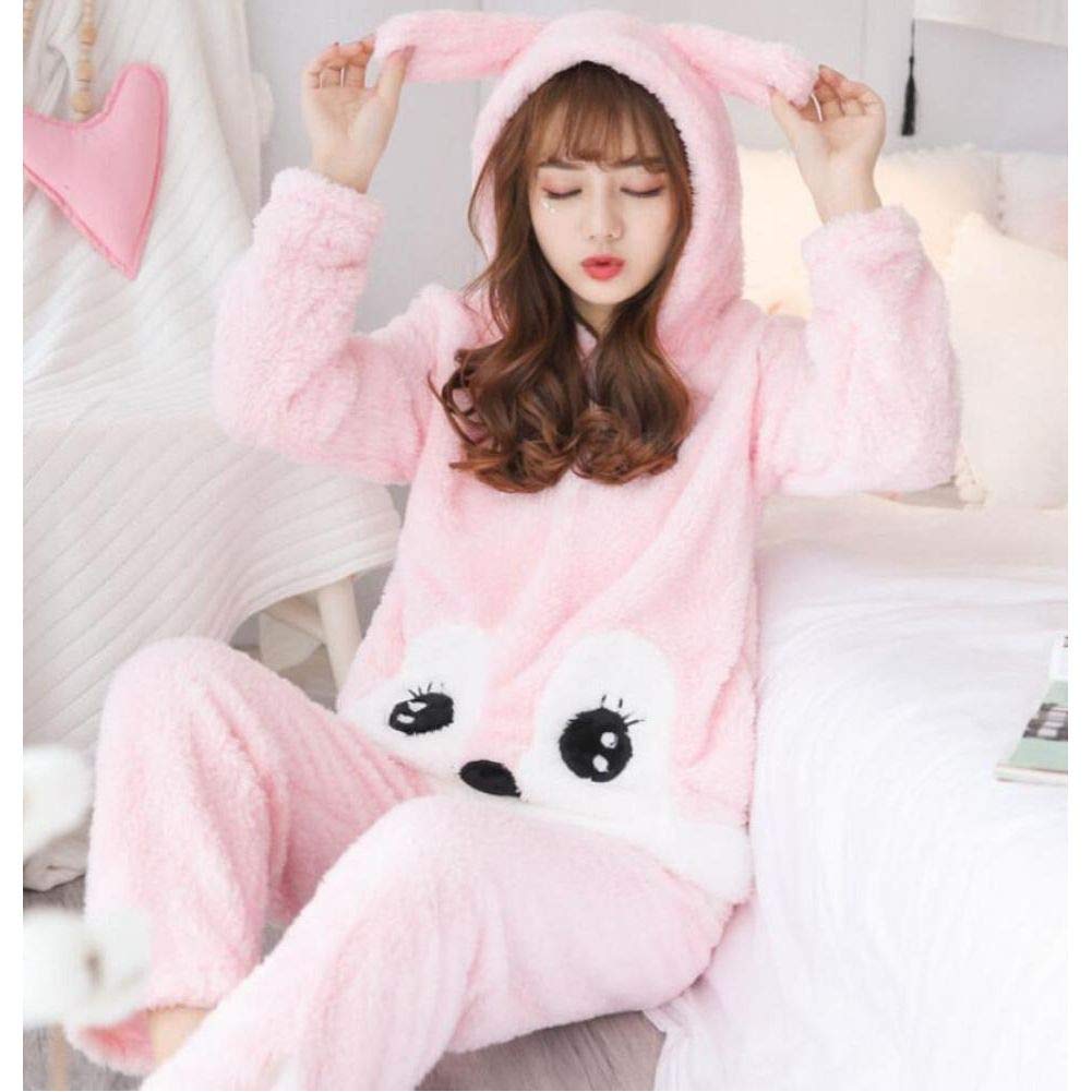 Women's Wool Blend & Fleece Long Sleeve Pullover Hoodies Set Full Length Winter Nightwear Pajama and top Set Tracksuit Gym Suit Night Suit Set