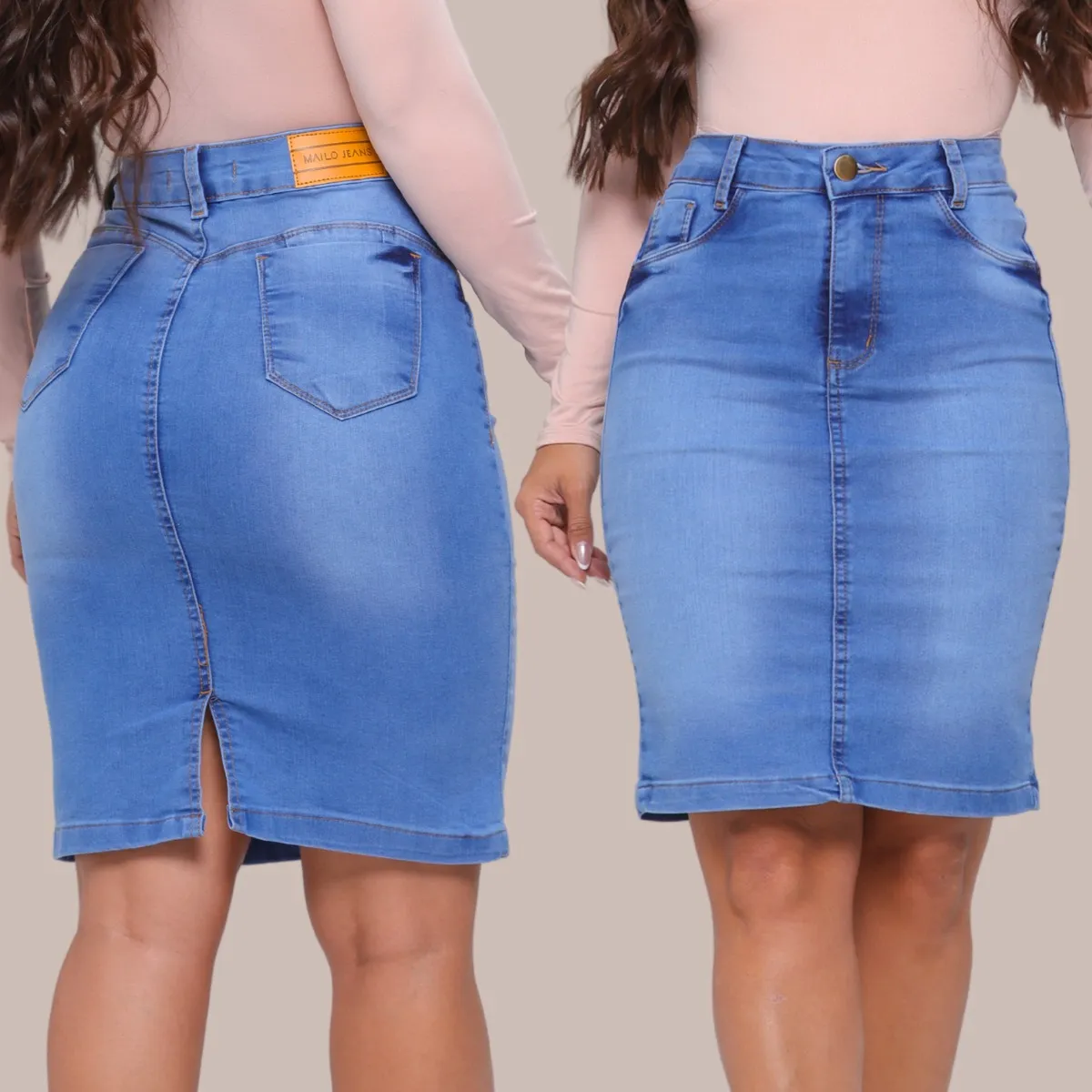 Womens Denim Pencil Skirt (Jeanskirt)