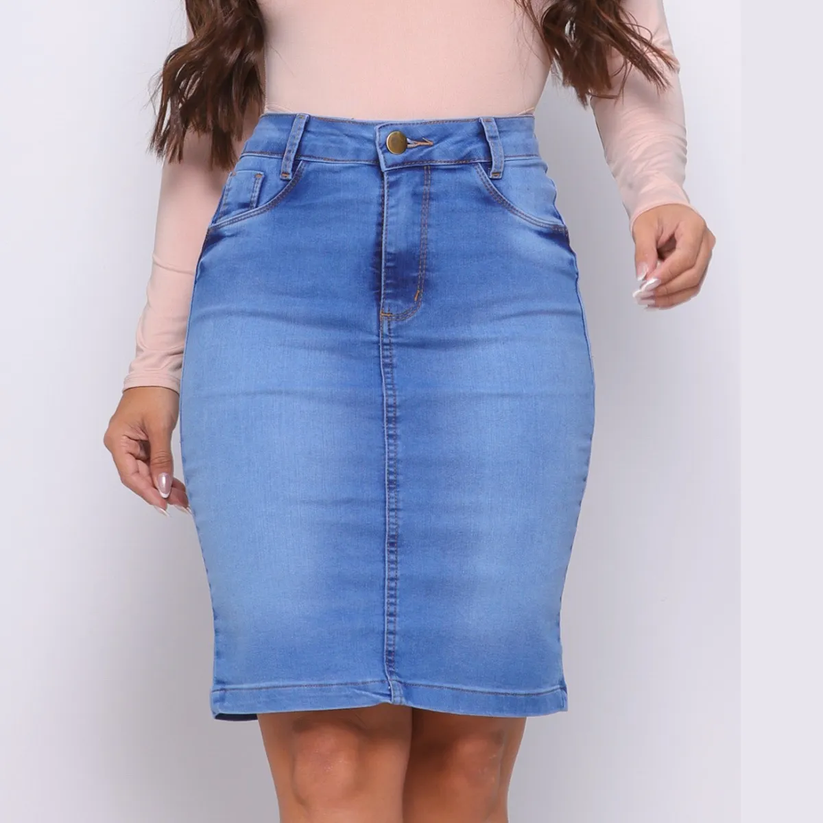 Womens Denim Pencil Skirt (Jeanskirt)