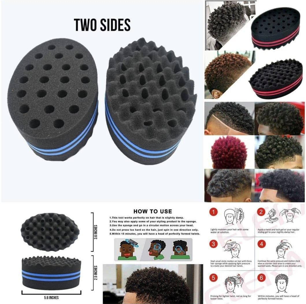 Double-Sided Curl Sponge Twist Brush for Short Afro Hair Care and Defined Natural Curls