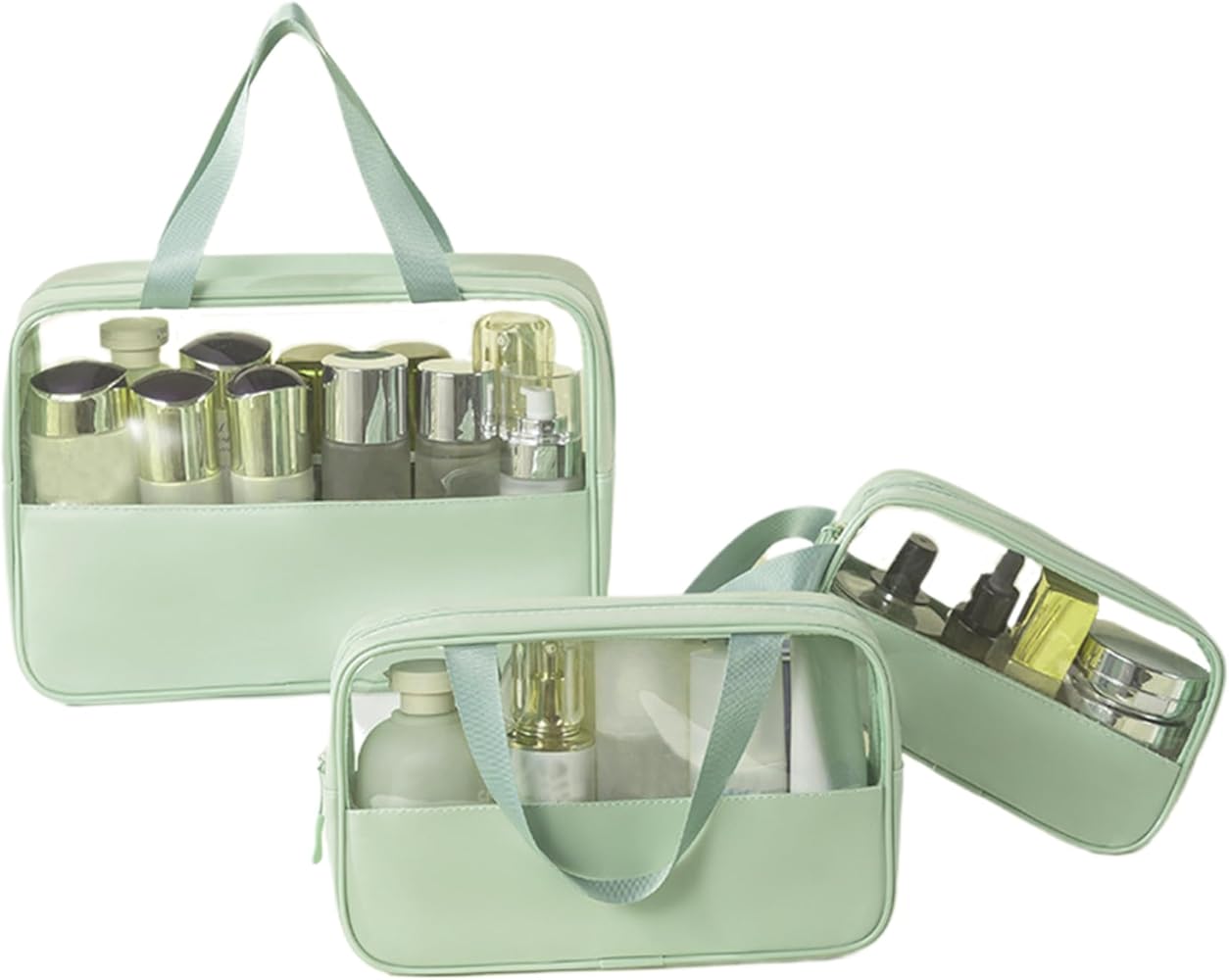 3PCS Waterproof Clear Toiletry & Cosmetic Bag Set