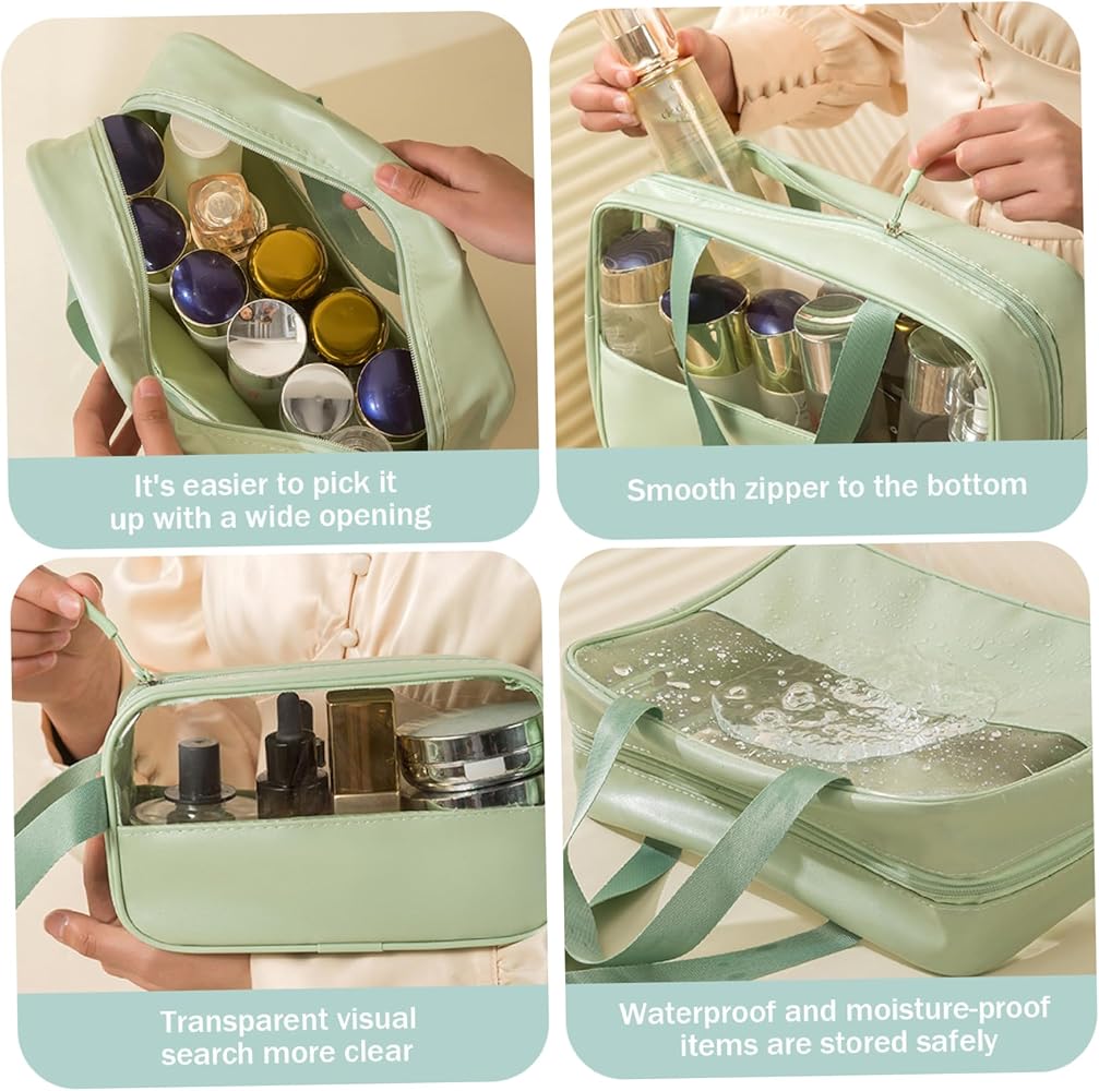 3PCS Waterproof Clear Toiletry & Cosmetic Bag Set