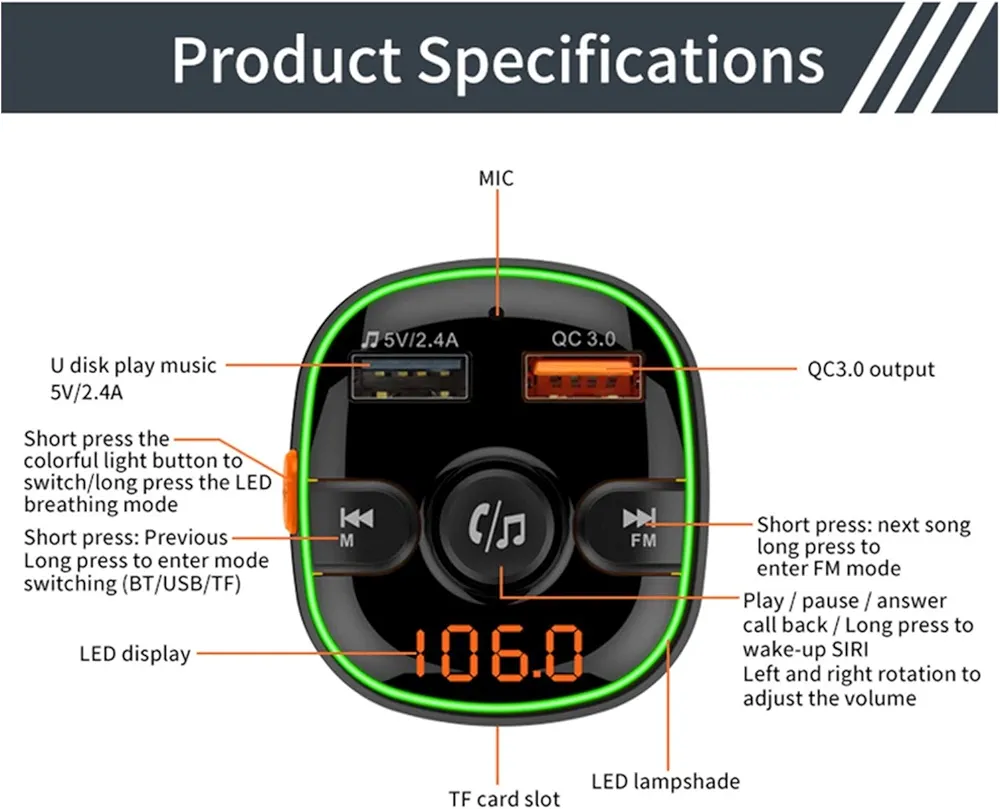 Car Charger & MP3 Player (Wireless FM Transmitter)